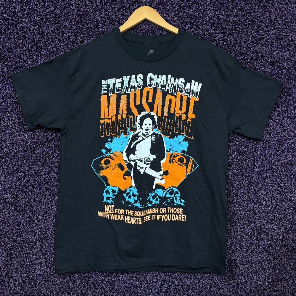 Texas Chainsaw Massacre Leather Face Horror Movie T-shirt L